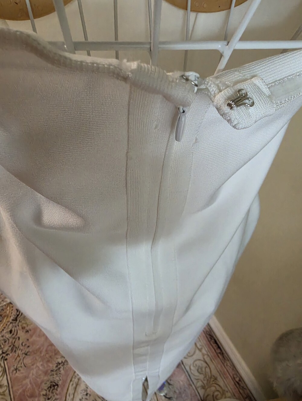 NWOT Boutique Strapless White Midi Dress with Rhinestone Trim - Picture 4 of 7